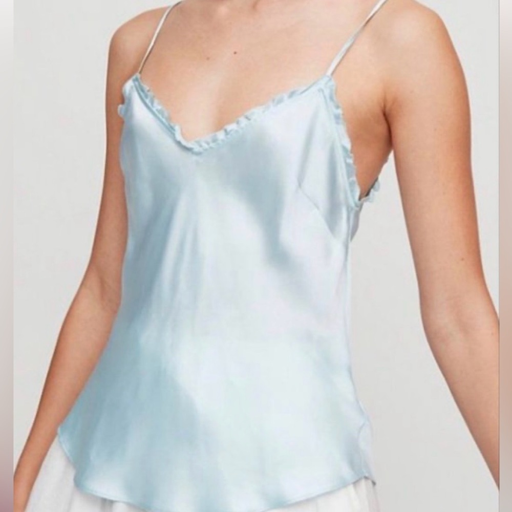 Elegant Light Blue Satin Camisole Top large NWT
